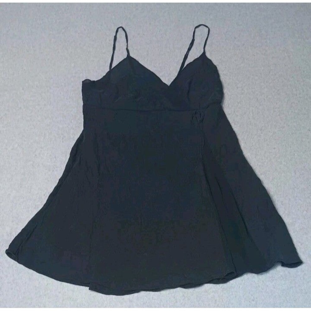 Valarie Stevens 100% Silk Babydoll Cami Top M Black Whimsigoth Dark Fairy Grunge